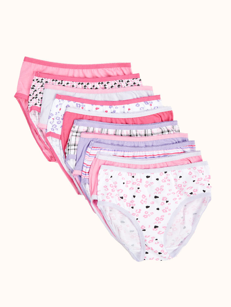 Girls' Cotton Briefs (10 Pack) - Colorful Kisses | Within.™