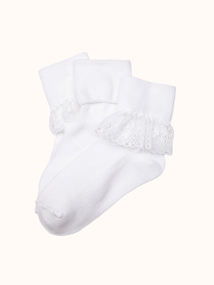 Girls' Lace Ankle Socks - White