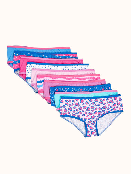Trimfit Girls 100% Cotton Colorful Hipster Panties (Pack of 10