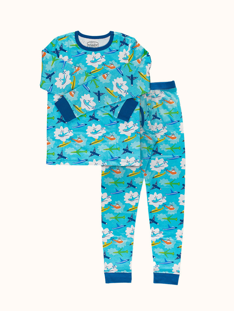 Boys' Airplanes Long Sleeve Organic Cotton Pajama Set