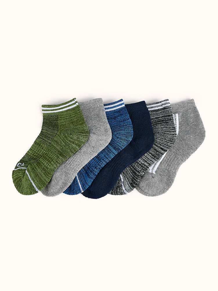 Boys' Half Cushion Anklet Active Socks Assorted (6 Pack)