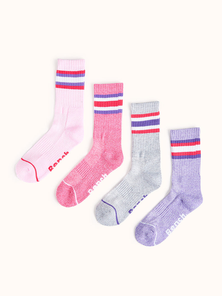 Girls' Half Cushion Crew Socks (4 Pairs)