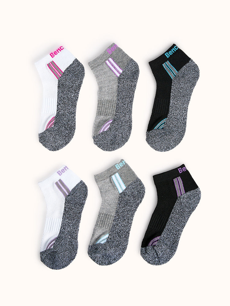 Girls' Half Cushion Ankle Socks (6 Pairs)