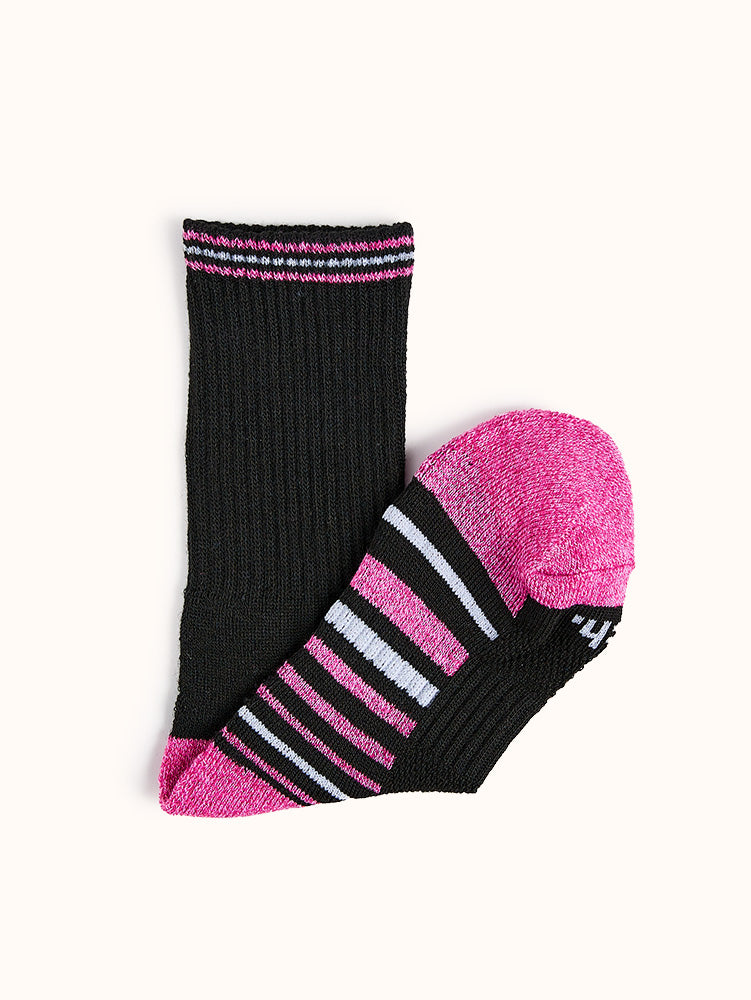 Girls' Half Cushion Crew Socks (4 Pairs) - Black
