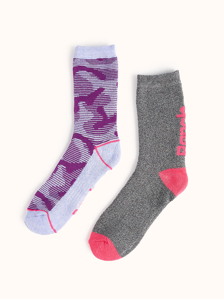Girls' Full Cushion Crew Boot Socks (2 Pairs) - Purple