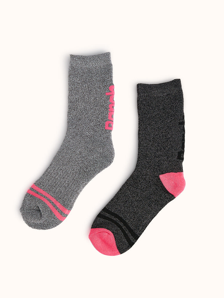 Girls' Full Cushion Crew Boot Socks (2 Pairs) - Dark Grey