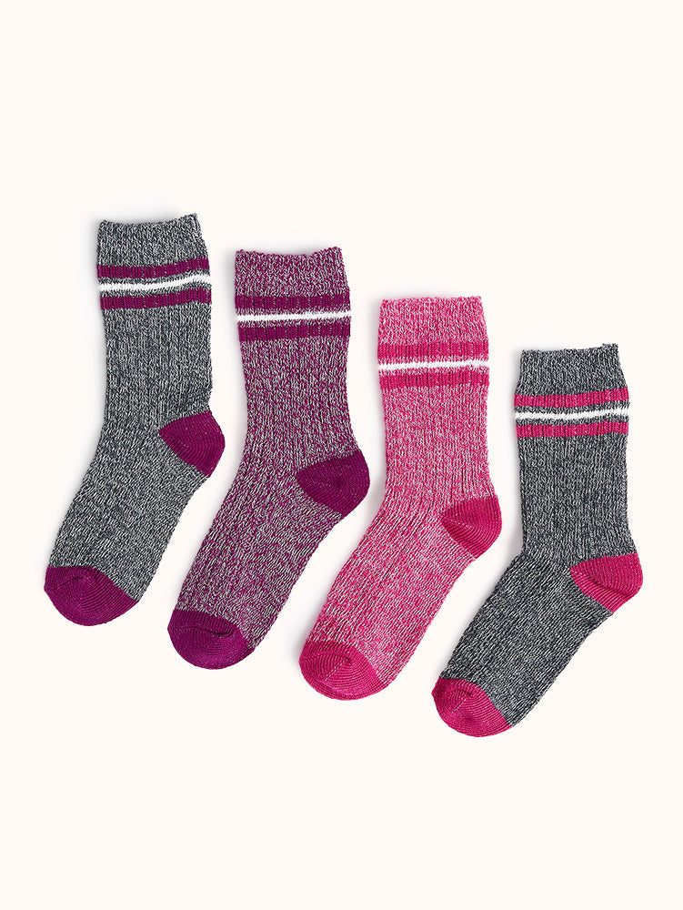 Girls' Outdoor Crew Boot Socks (4 Pairs) - Assorted Colors
