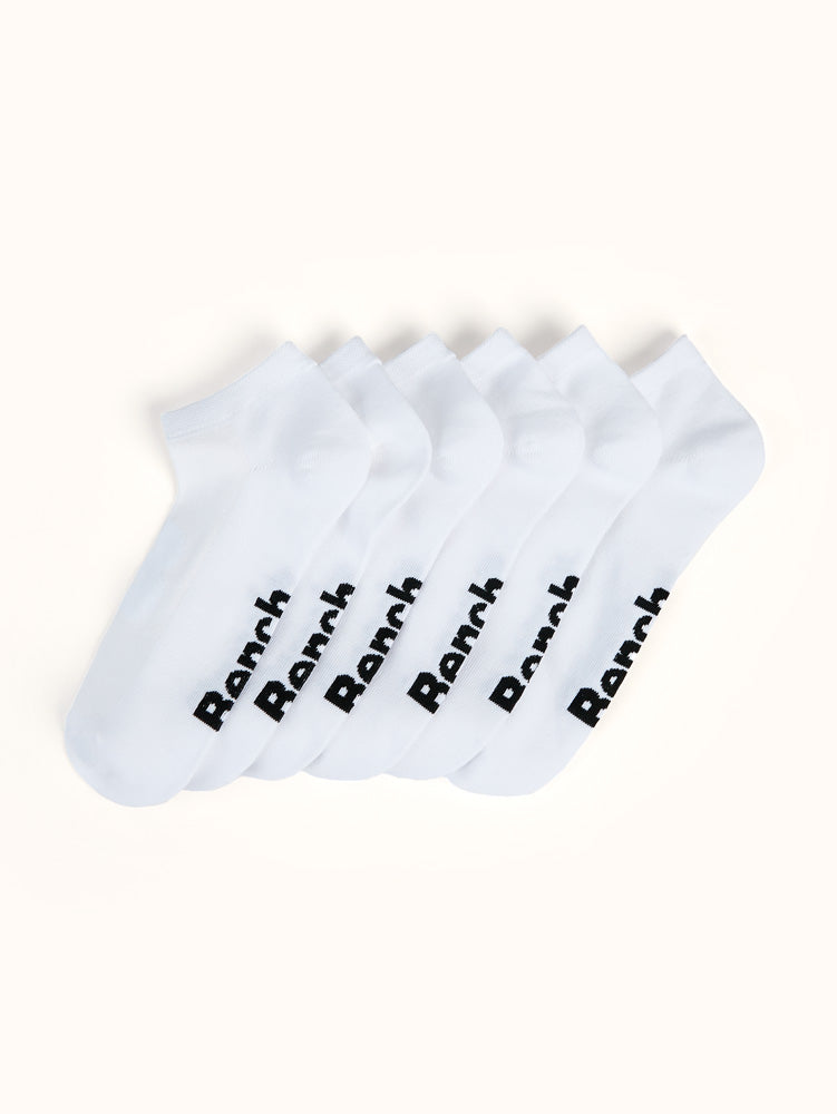 Men's Flat Knit Mesh Top Low-Cut Socks (6 Pairs) - White