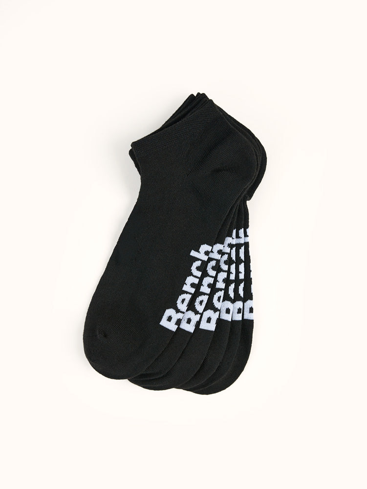 Men's Flat Knit Mesh Top Low-Cut Socks (6 Pairs) - Black