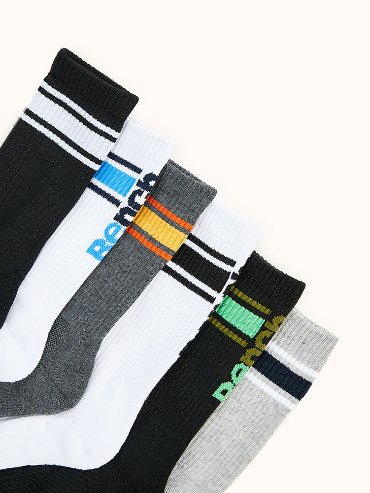 Men's Half Cushion Crew Socks (6 Pairs) - Assorted Colors