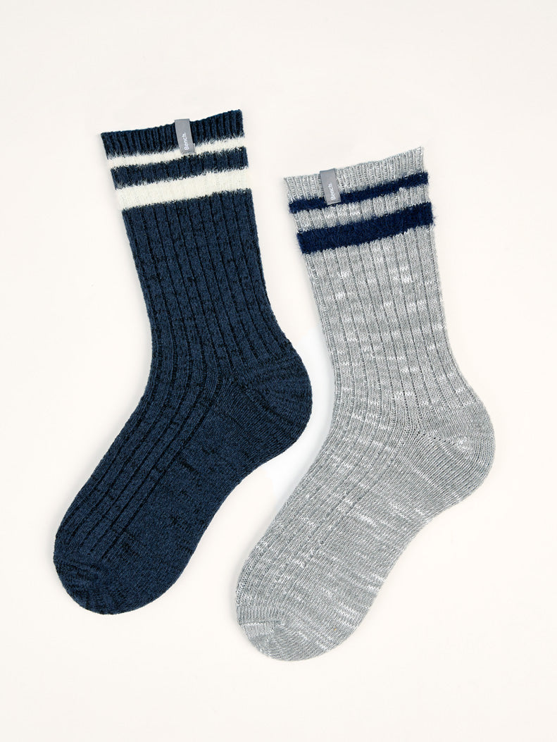 Women's Fuzzy Striped Crew Socks (2 Pairs)