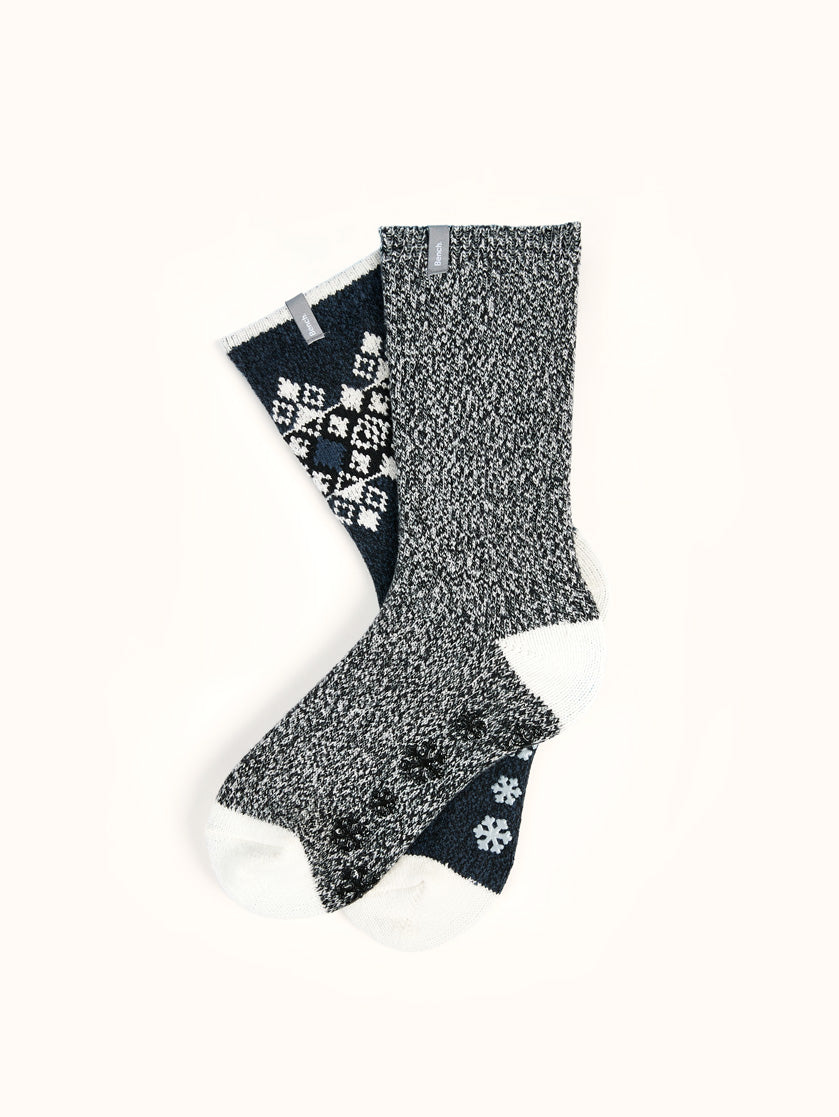 Women's Slip-Resistant Crew Socks (2 Pairs) - Black