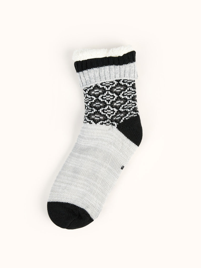Women's Fuzzy Slipper Socks (1 Pair) - Black/Grey