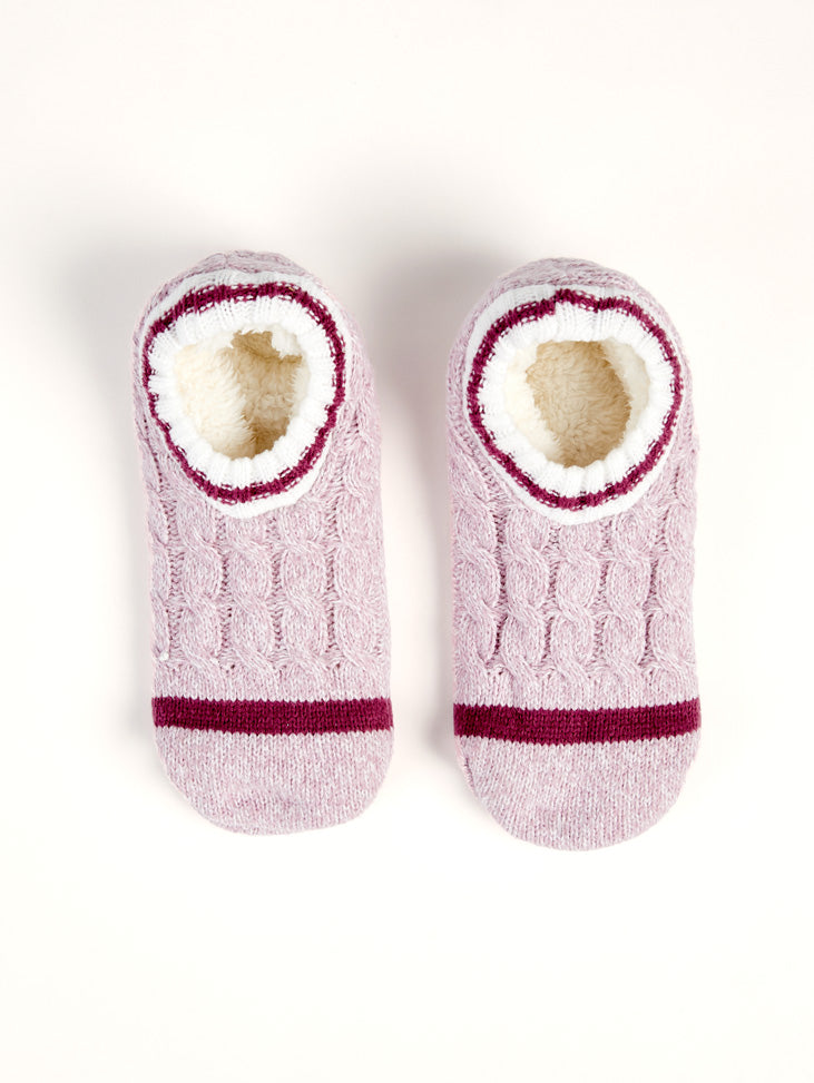 Women's Cable-Knit Slipper Socks (1 Pair) - Pink