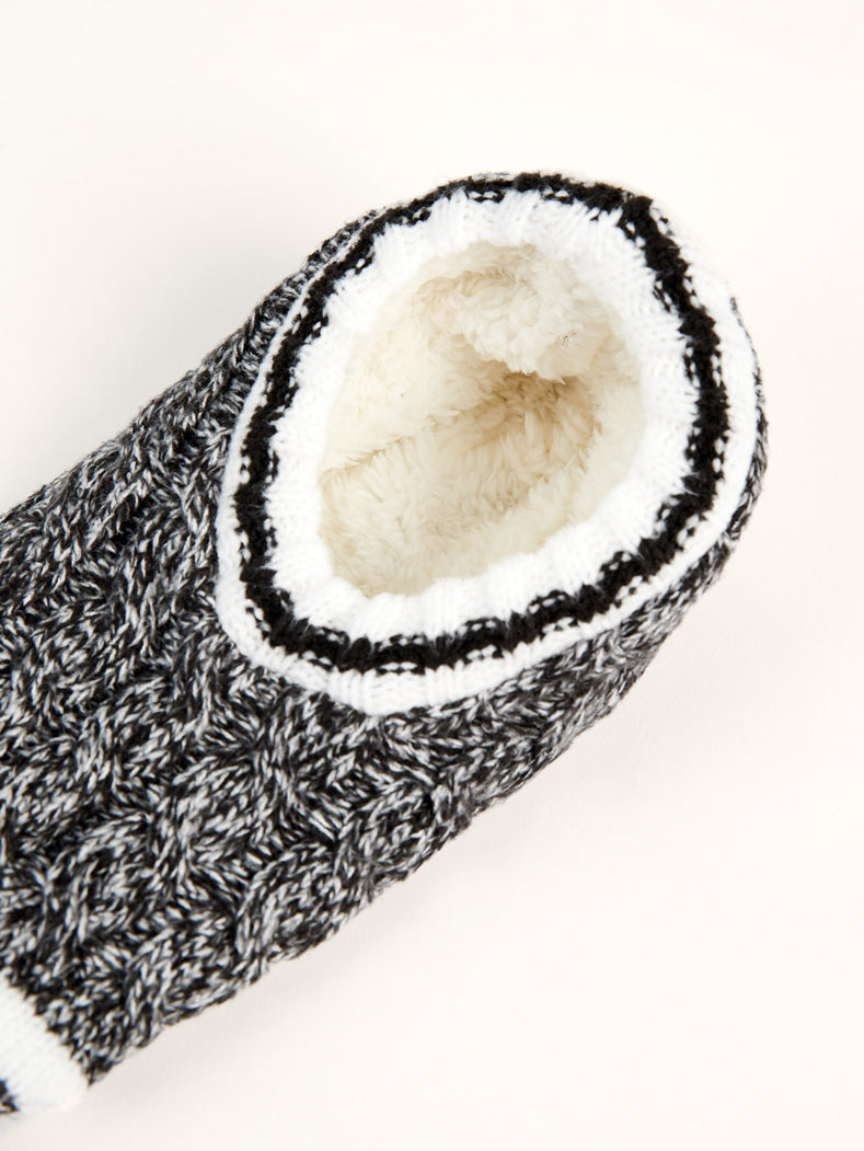 Women's Cable Cushioned Slipper Socks (1 Pair) - Black