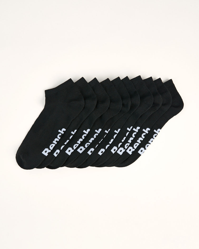 Women's Flat Knit Low-Cut Socks (10 Pairs) - Black