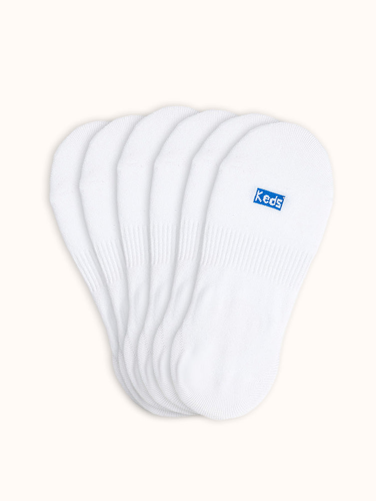 Women's High-Cut No-Show Liner Socks (6 Pairs) - White