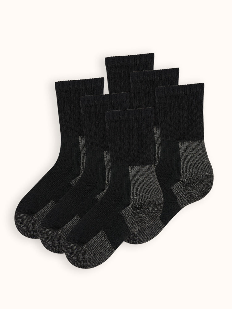 Women's Maximum Cushion Crew Hiking Socks (6 Pairs) - Black