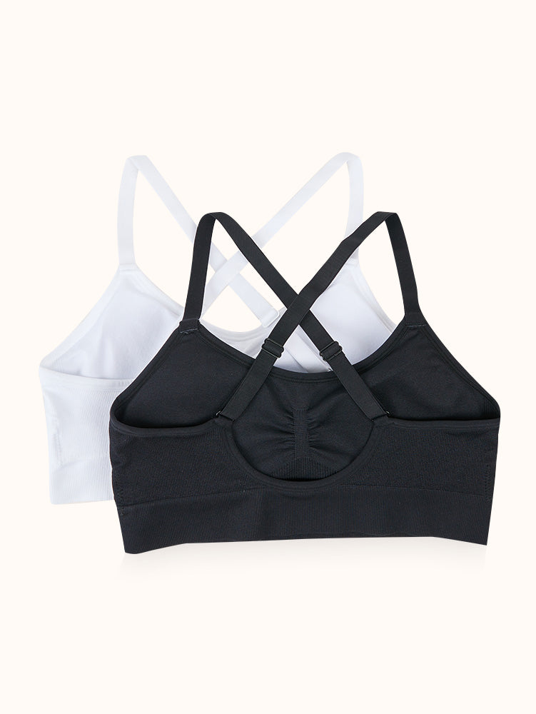 Mixed Texture Camisole Bra (2 Pack) - Black