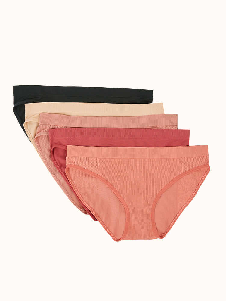 Women's Seamless Bikini (5 Pack) - Faded Rose/Brown