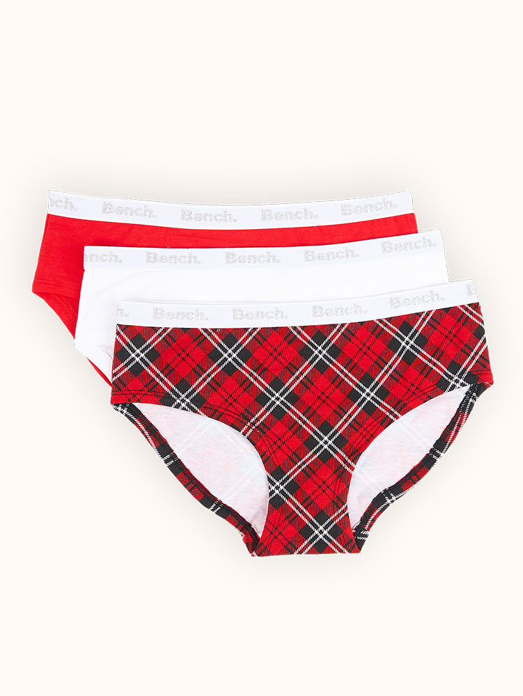 Girls' Red Plaid Bikini Underwear (3 Pack)